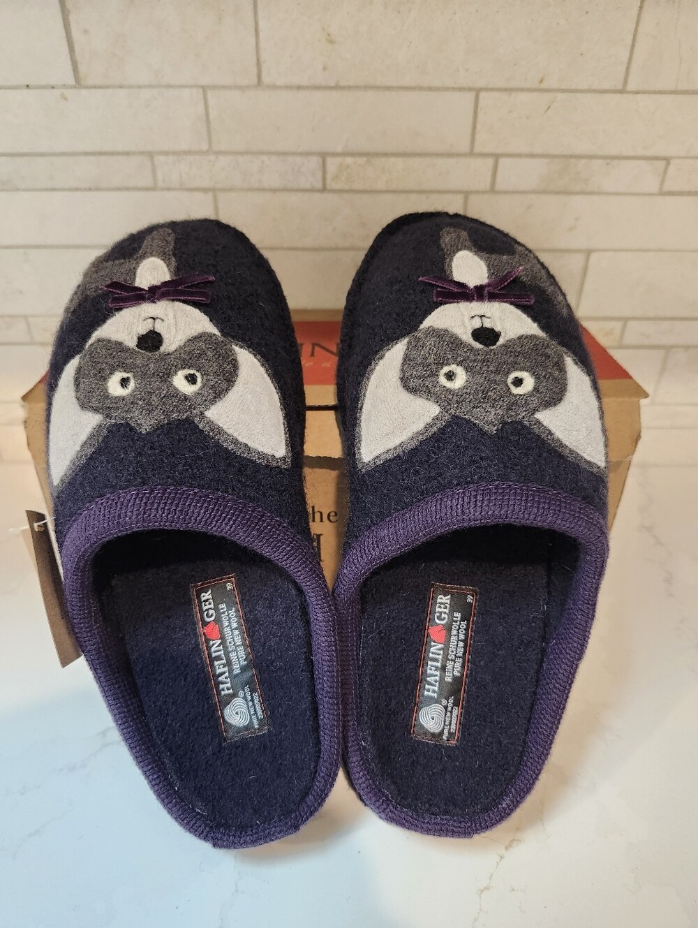 Haflinger Flair Chihuahua Purple/Grey Wool Felt Slippers Women's Size 39 (8-8.5) - Picture 11 of 13